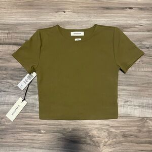 Aritzia Babaton Olive Green Crop Top